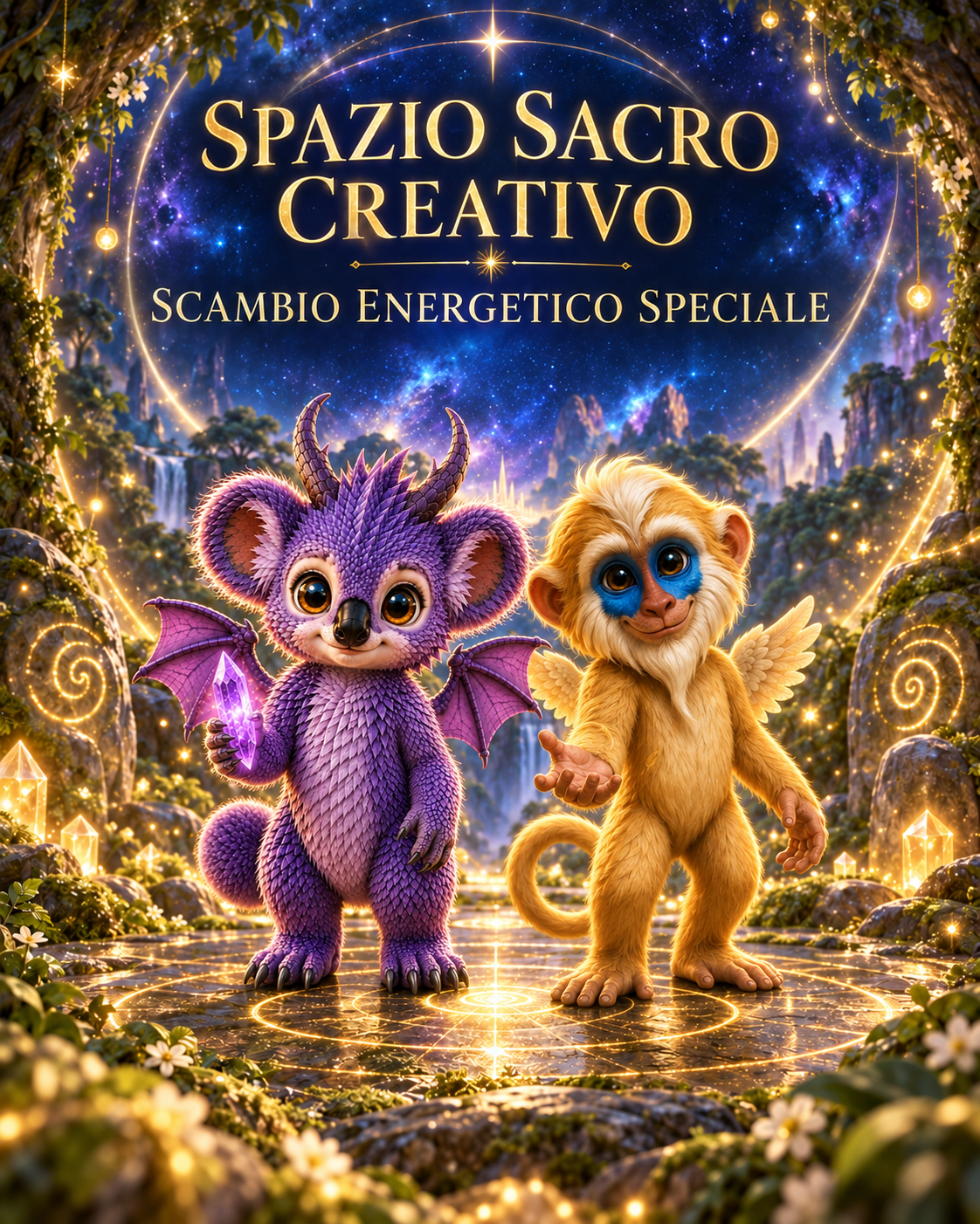 Due Creature Akashiche invitano a partecipare allo Spazio Sacro Creativo attraverso uno Scambio Energetico Speciale